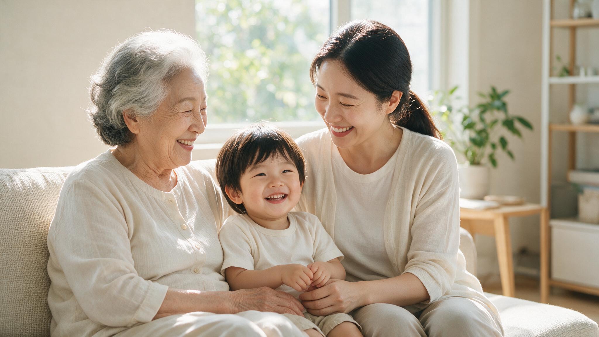 유디서현치과에서 조부모·부모·아이 3대가 함께 건강한 미소를 짓는 모습